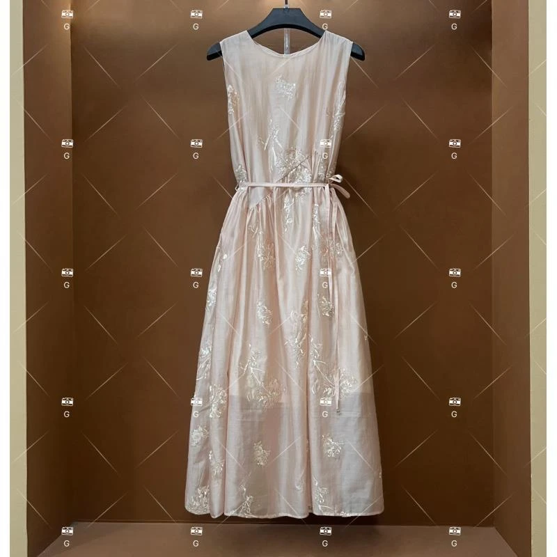 【倩倩】20夏季新款复古时尚百搭印花无袖连衣裙 H-301