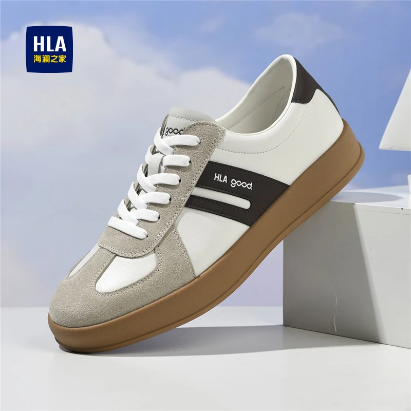 HLA/海澜之家男鞋2025秋季新款复古潮流德训鞋百搭运动休闲板鞋