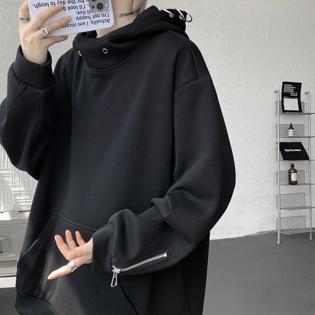 美式重磅复古套头休闲连帽卫衣男款秋季潮牌街头宽松运动帽衫外套