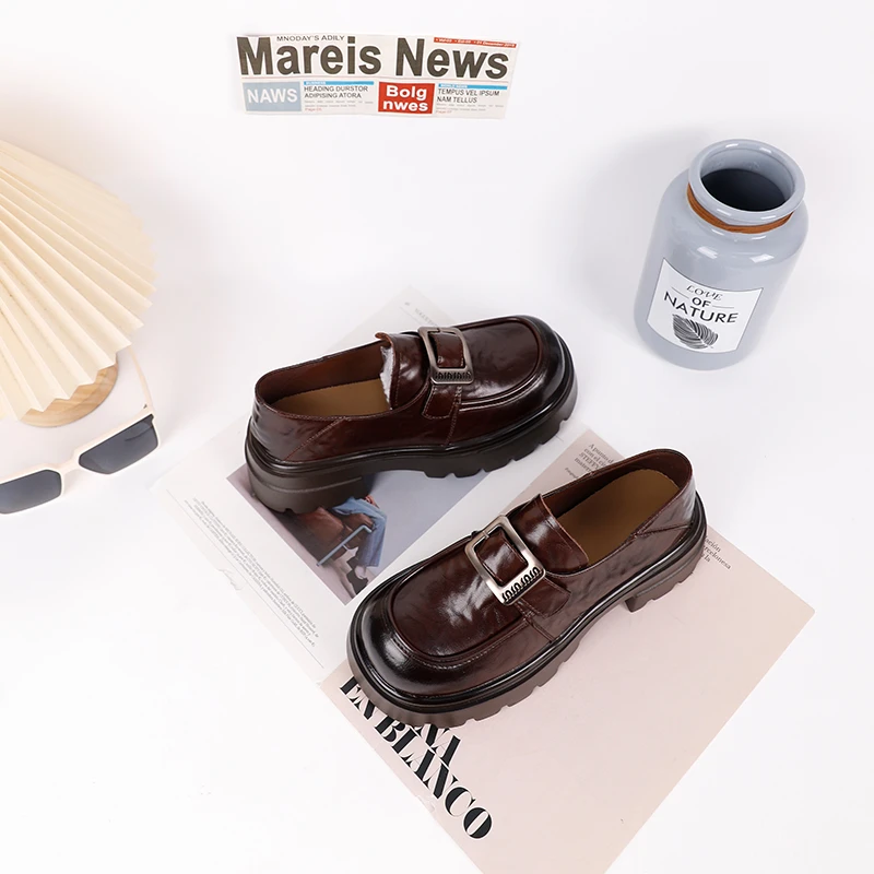 【杨杨粉丝专属】308-38欧洲站女鞋秋季欧货厚底英伦风乐福鞋小皮鞋