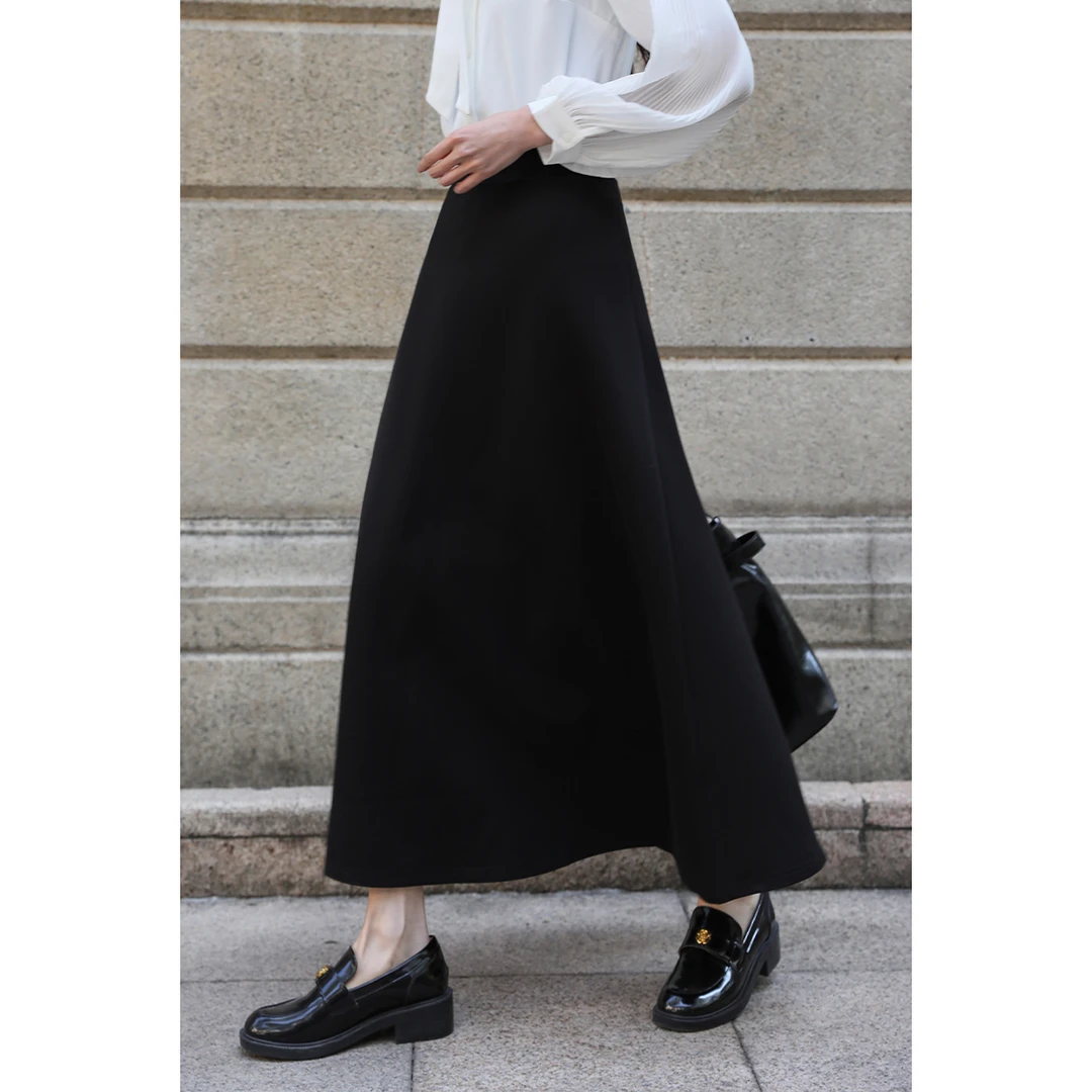 主播专用气质职业伞裙显瘦黑色高腰半身裙女黑色长裙2025春秋裙子