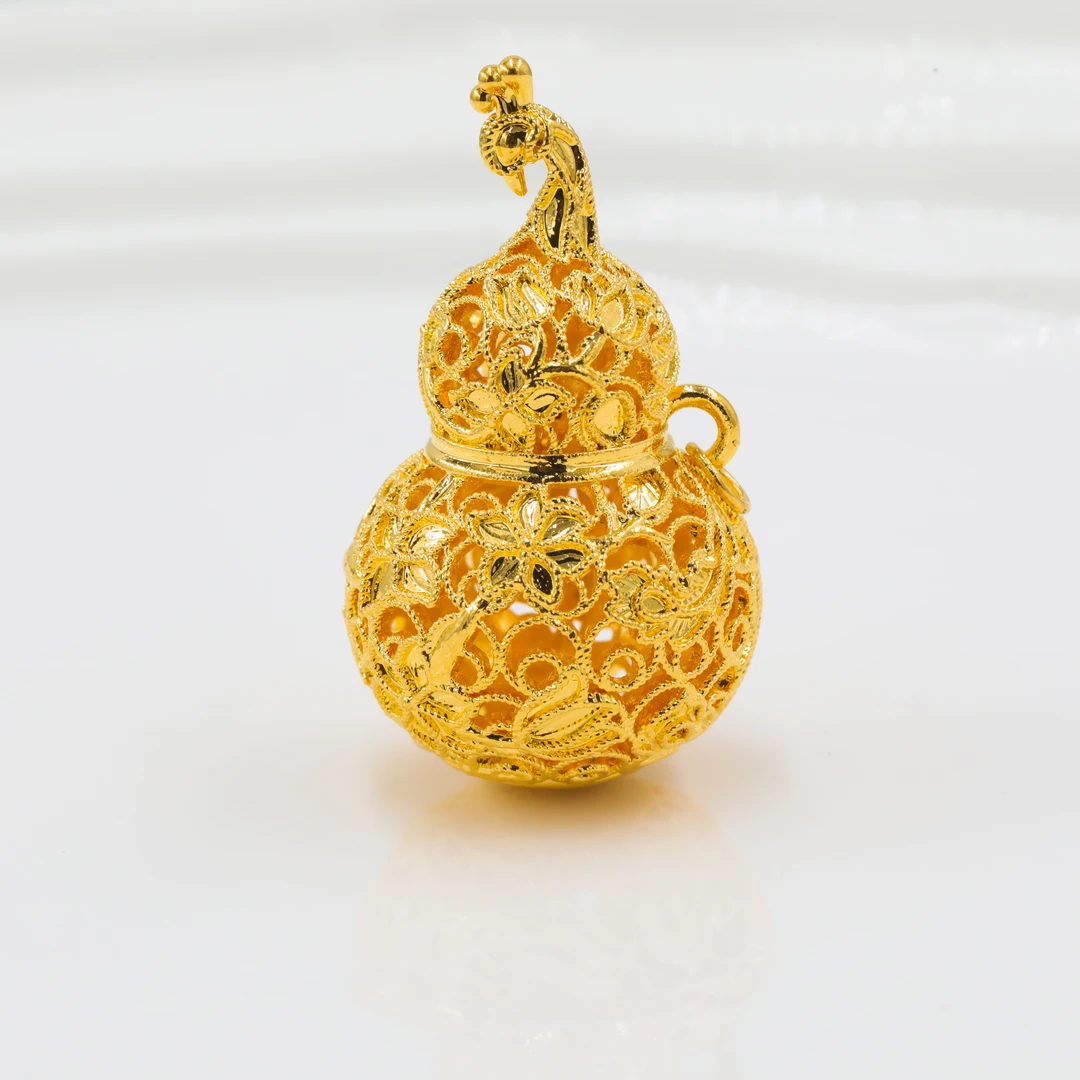 IBELOVE 足金999  镂空花丝凤凰葫芦吊坠精致节日礼物（不含链）G1