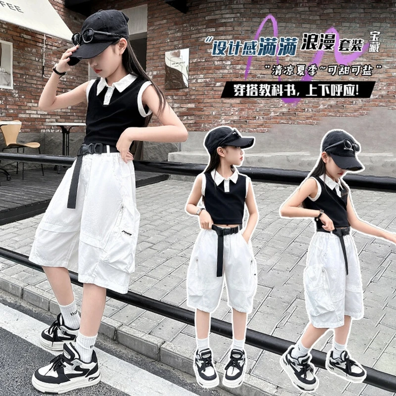 女童夏季短裤2025新款夏装裤子中大童儿童女孩夏款工装裤七分裤潮