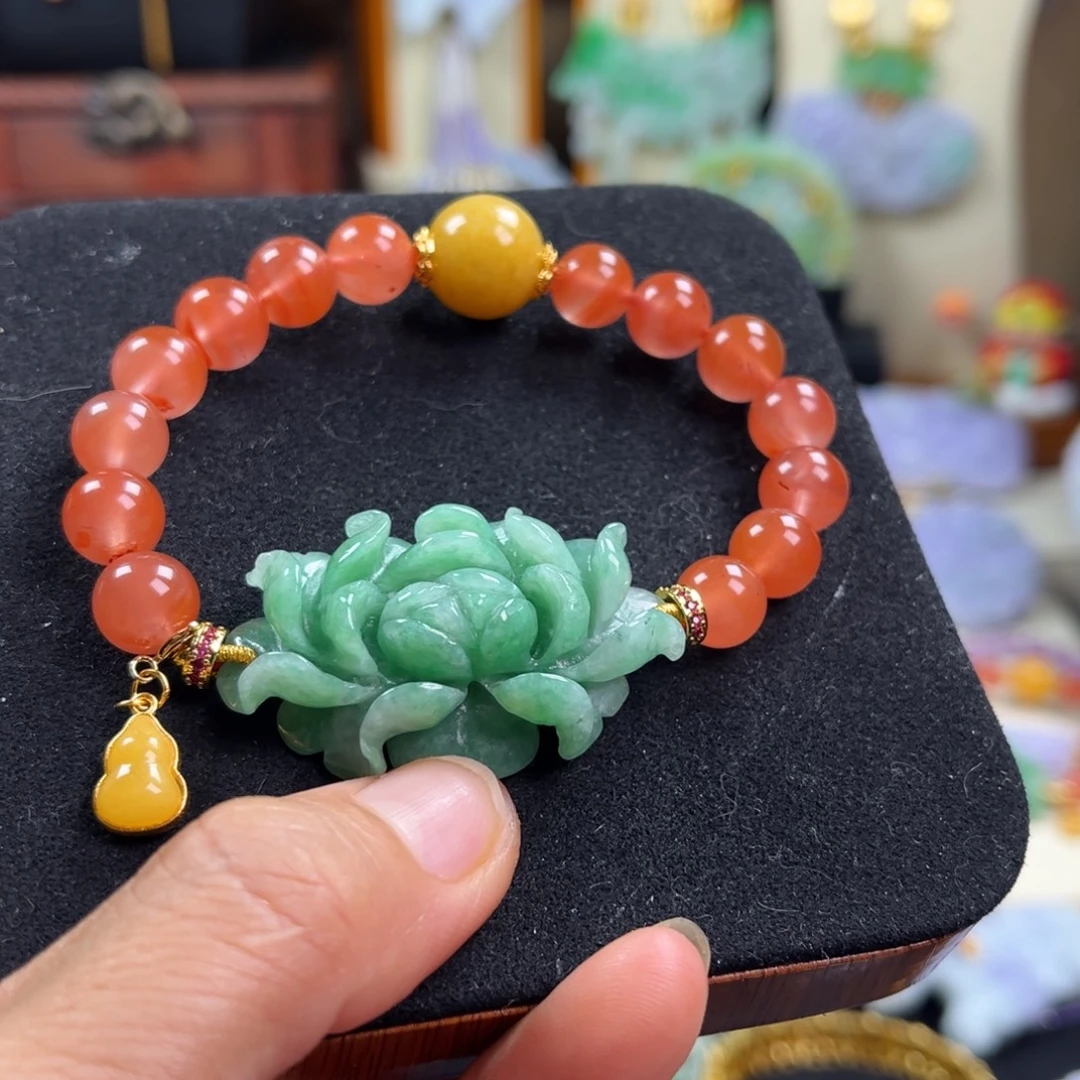 翡翠未镶嵌颈饰天然翡翠花花手牌