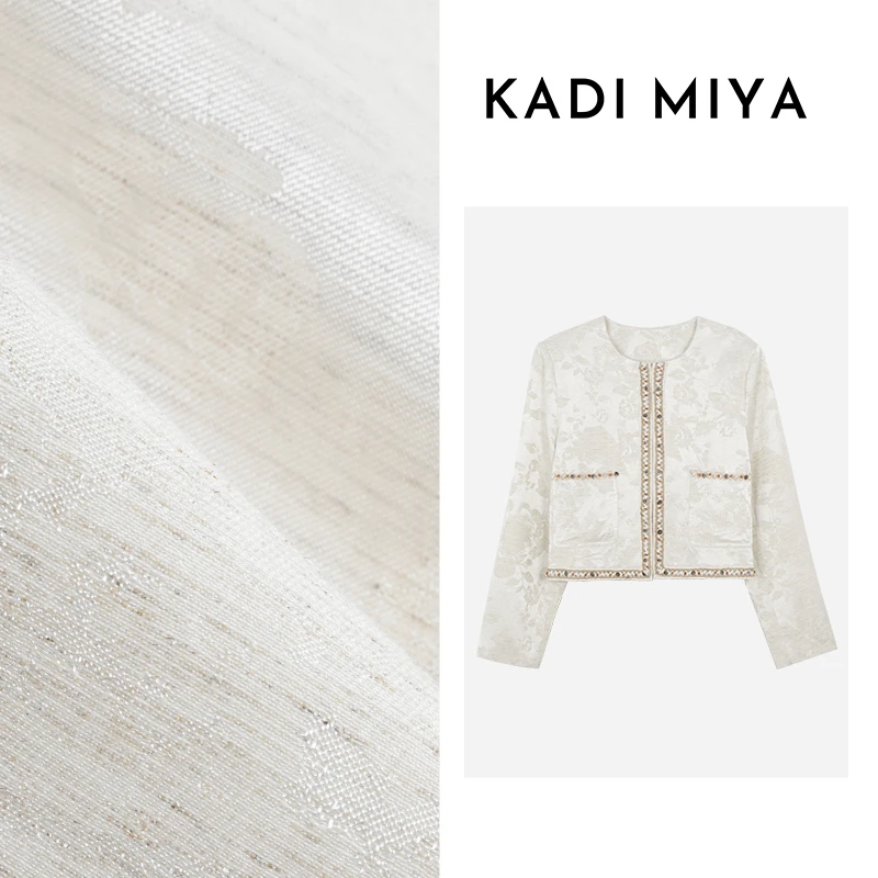 KADIMIYA【绮梦花韵】新中式提花拼织带外套暗纹重工钉珠气质上衣女