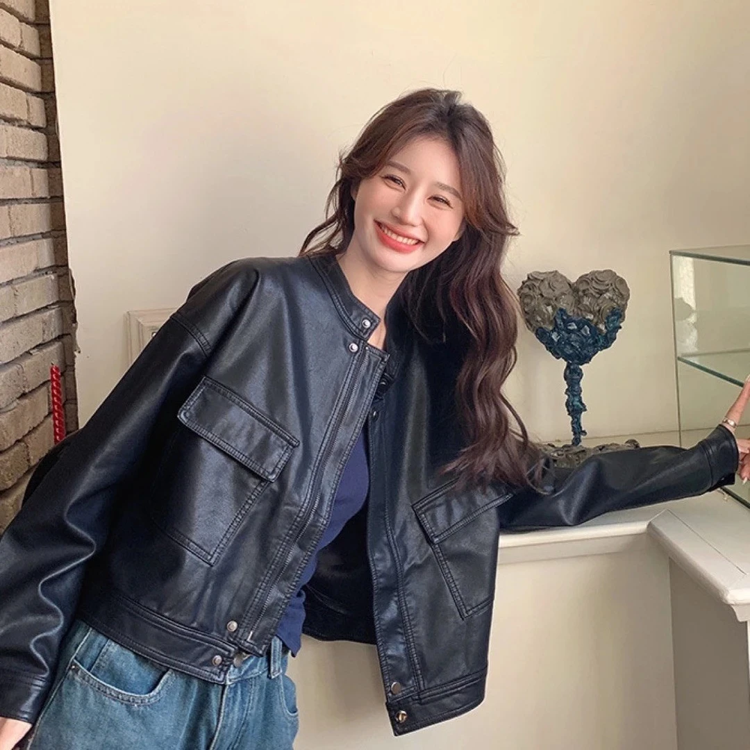 【新款推荐】2025年春秋新款皮夹克外套短款女士皮衣女外套百搭休闲