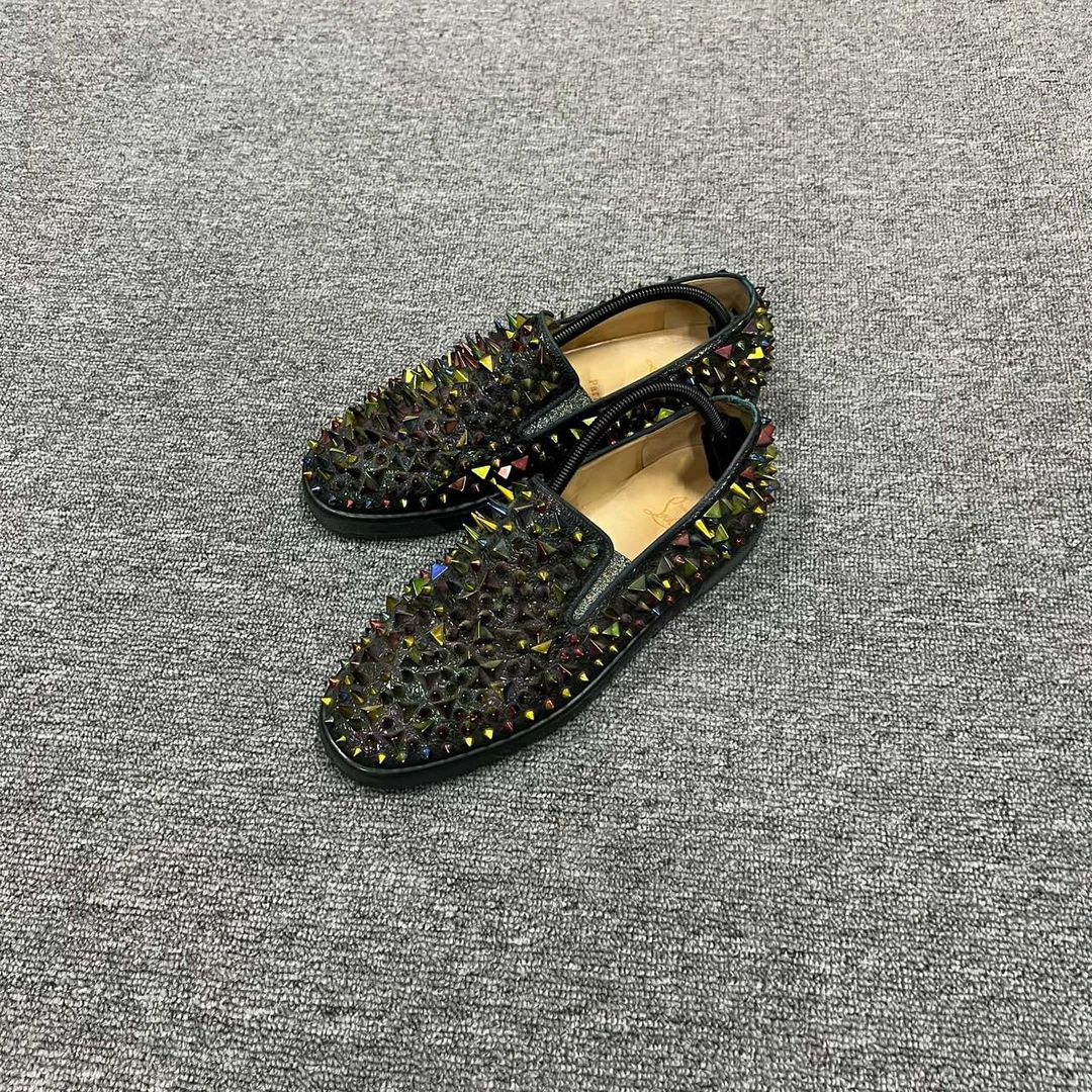 95新 Christian Louboutin/克里斯提·鲁布托 彩色电镀板鞋 42.5码