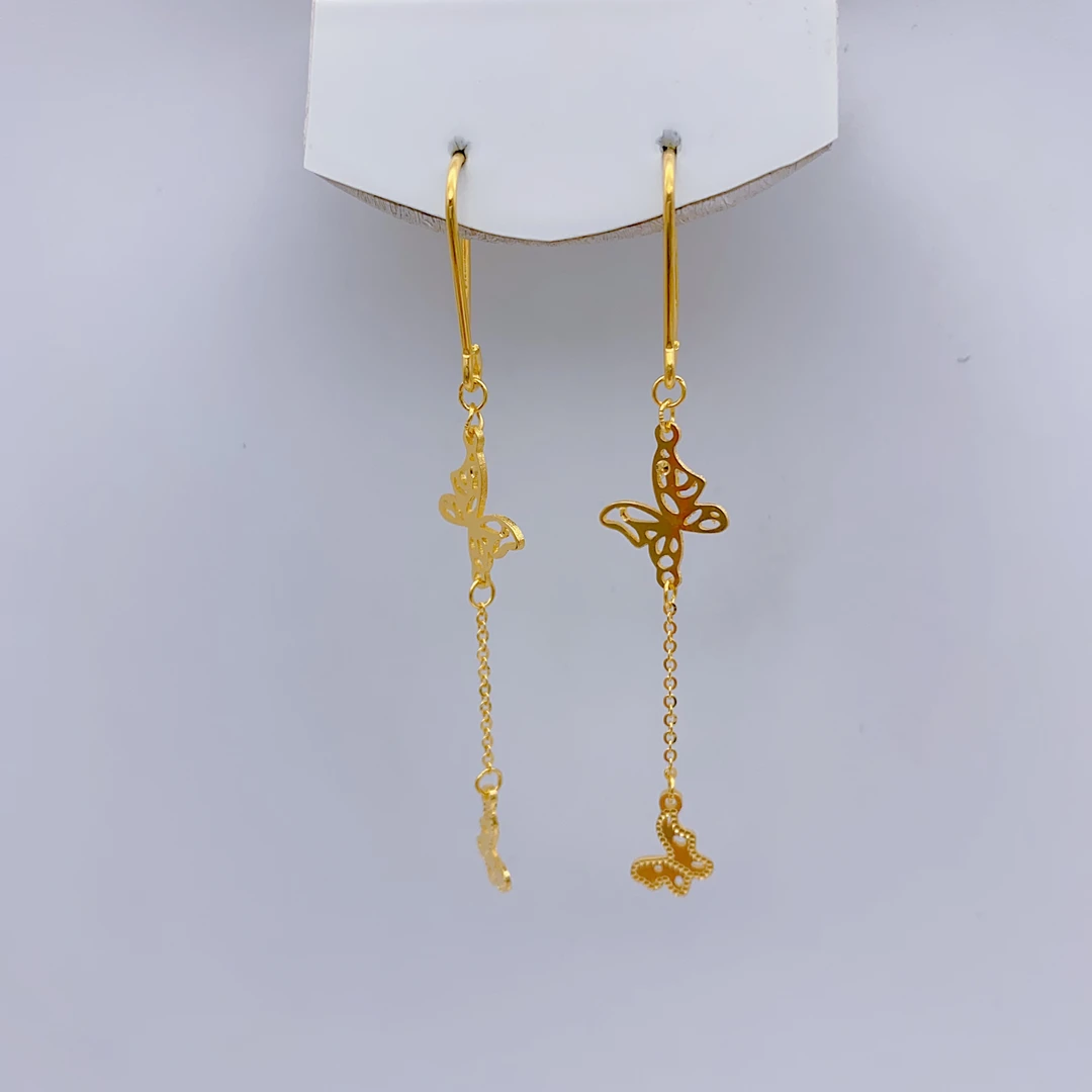 老庙黄金2 足金5G工艺镂空蝴蝶小清新时尚气质百搭耳钩2.16克