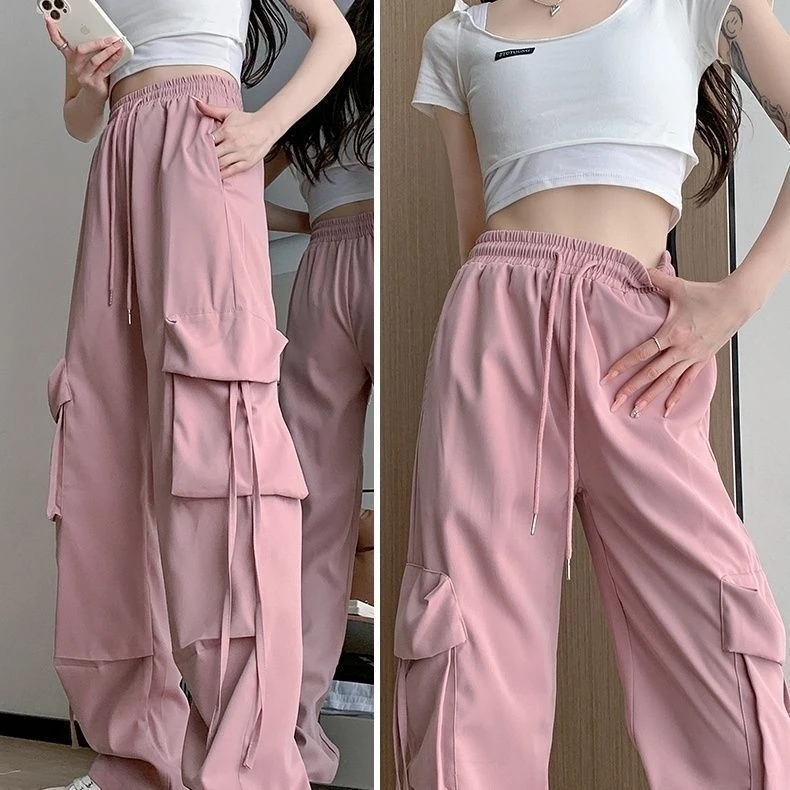 多巴胺爵士2025新款工装裤子男女春秋薄款高腰韩版街舞阔腿直筒裤