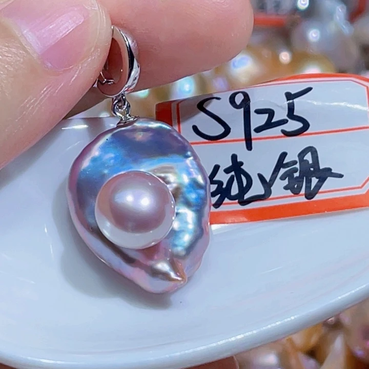 淡水珍珠银S925镶嵌颈饰