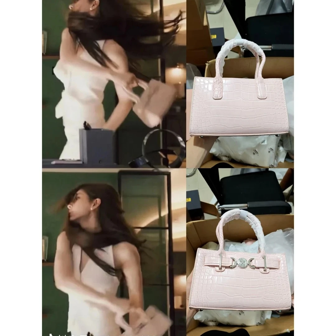 许我耀眼 同款打人包高级感手缝蜡线鳄鱼纹迷你外缝铂金包