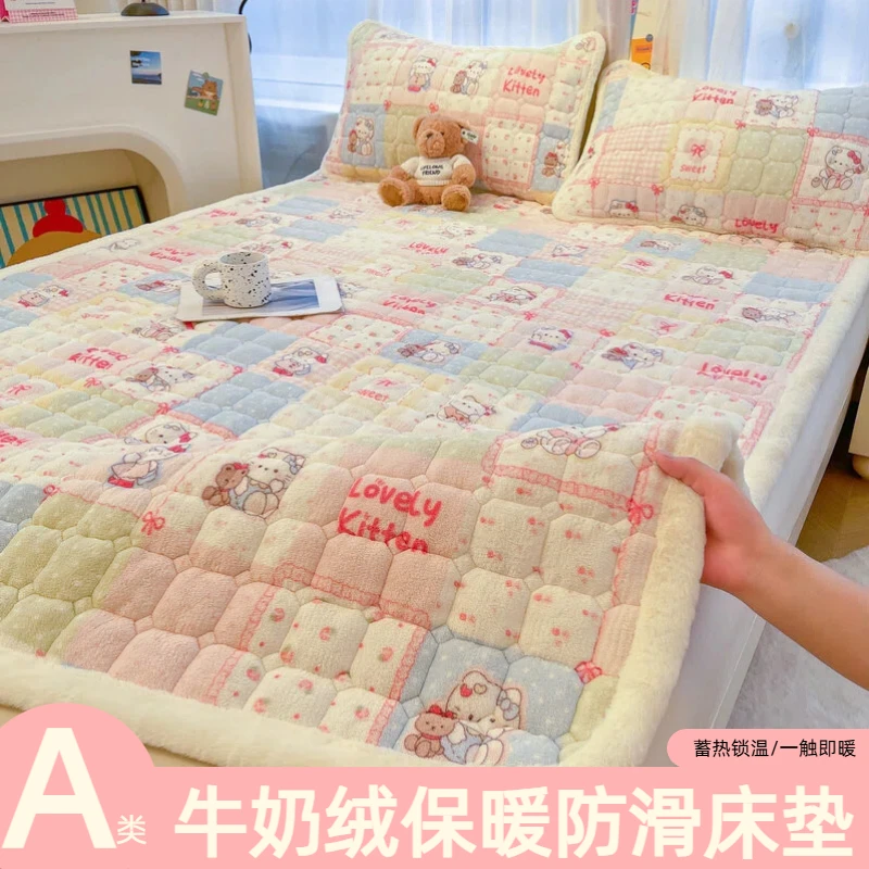 加厚牛奶绒夹棉床垫家用床褥软垫学生宿舍冬天加绒床盖毯单人褥子