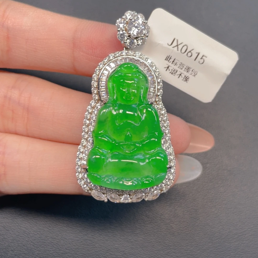 翡翠银S925镶嵌吊坠(不含链)