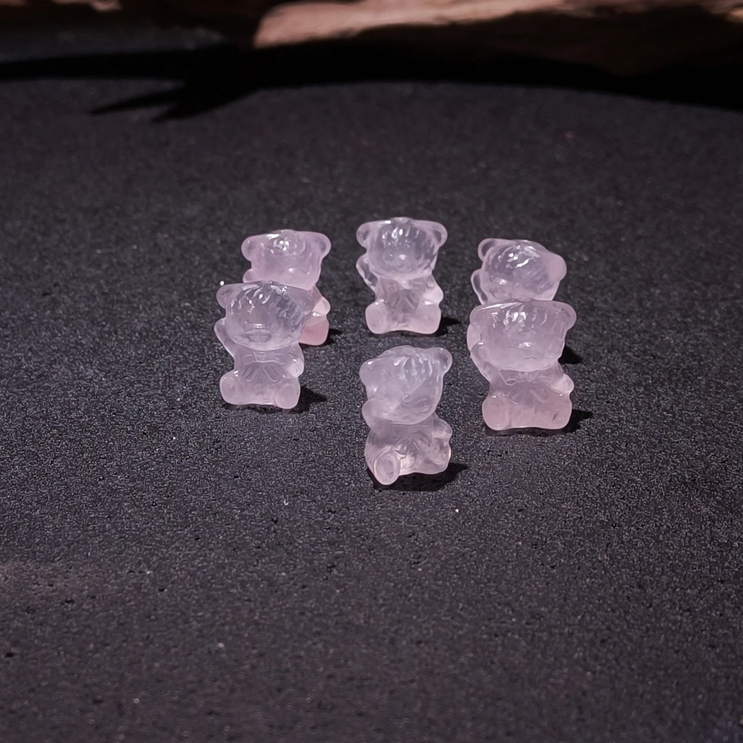 【黑胖珠宝】H0460  粉水晶招手小熊  ——多样性发其一