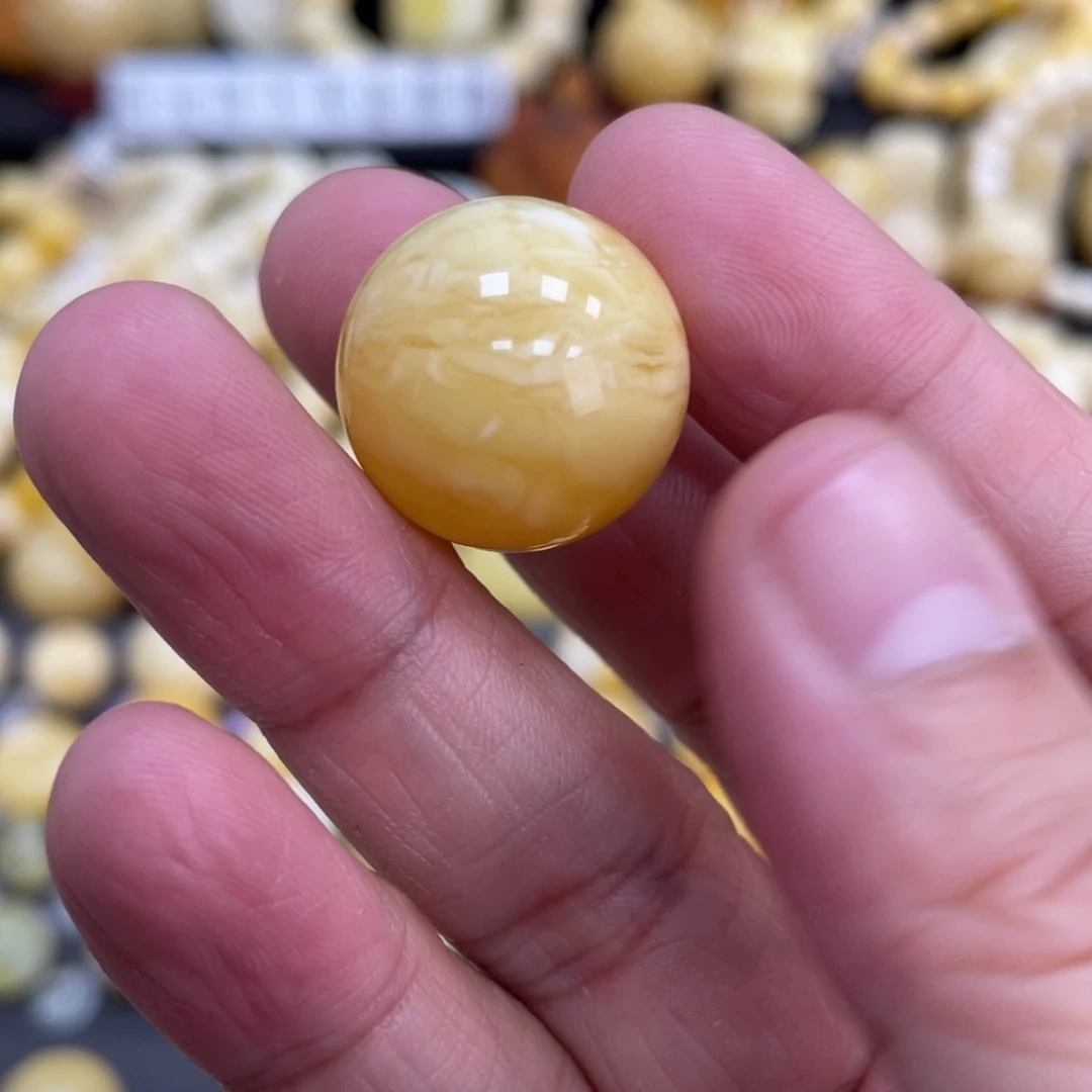 琥珀珠宝奇石未镶嵌19.4mm微瑕疵虎皮