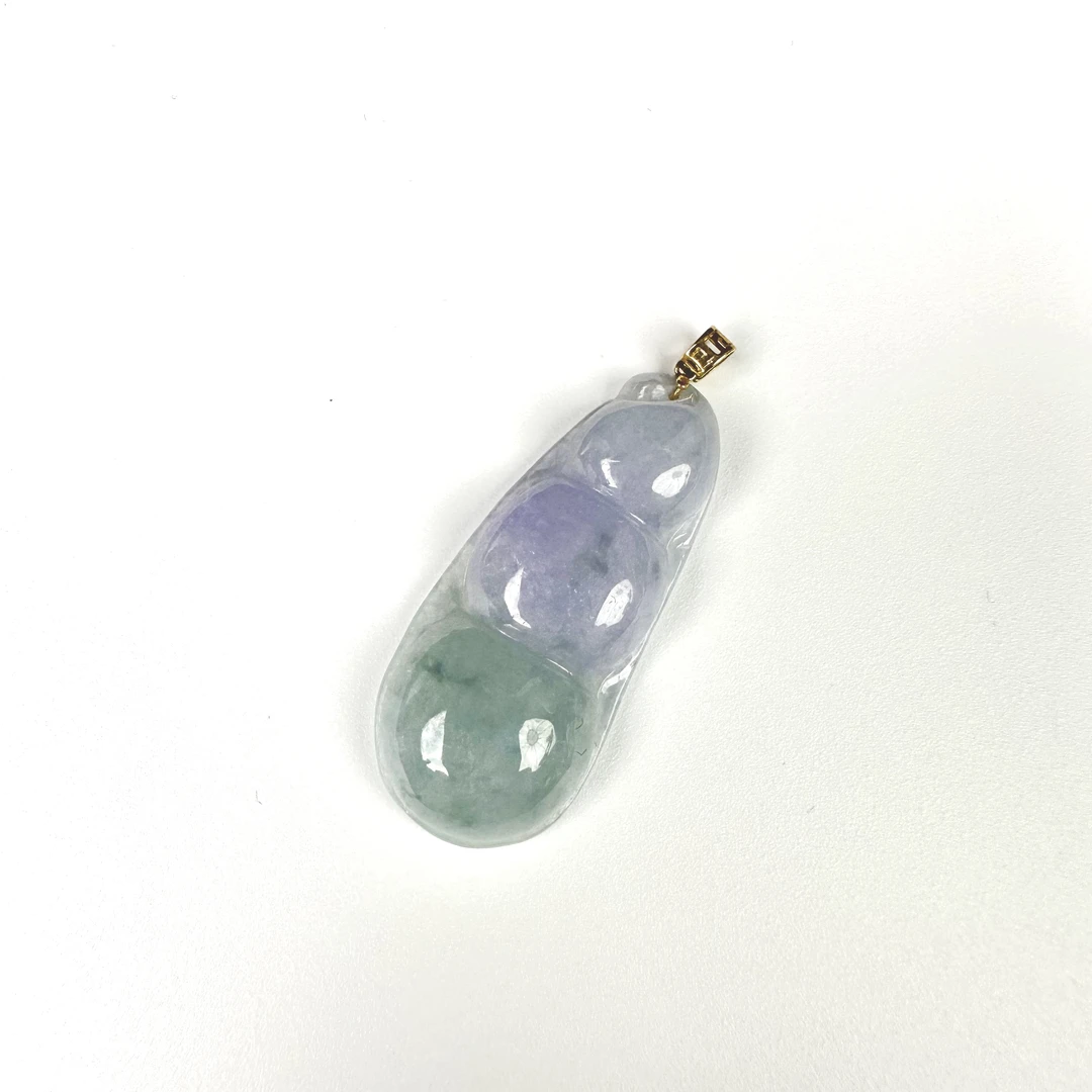 天然缅甸A货翡翠三元福豆吊坠