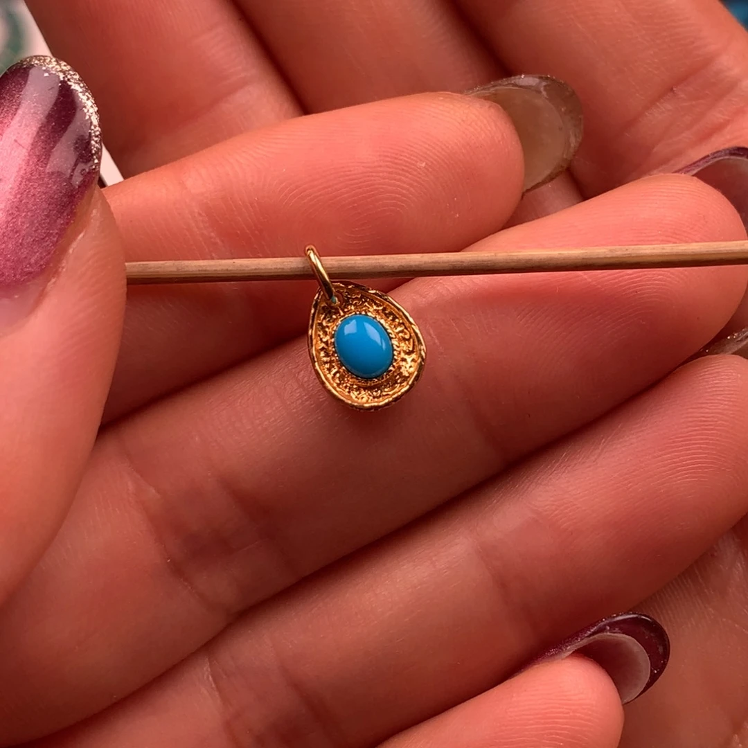 绿松石18K金镶嵌珠宝奇石