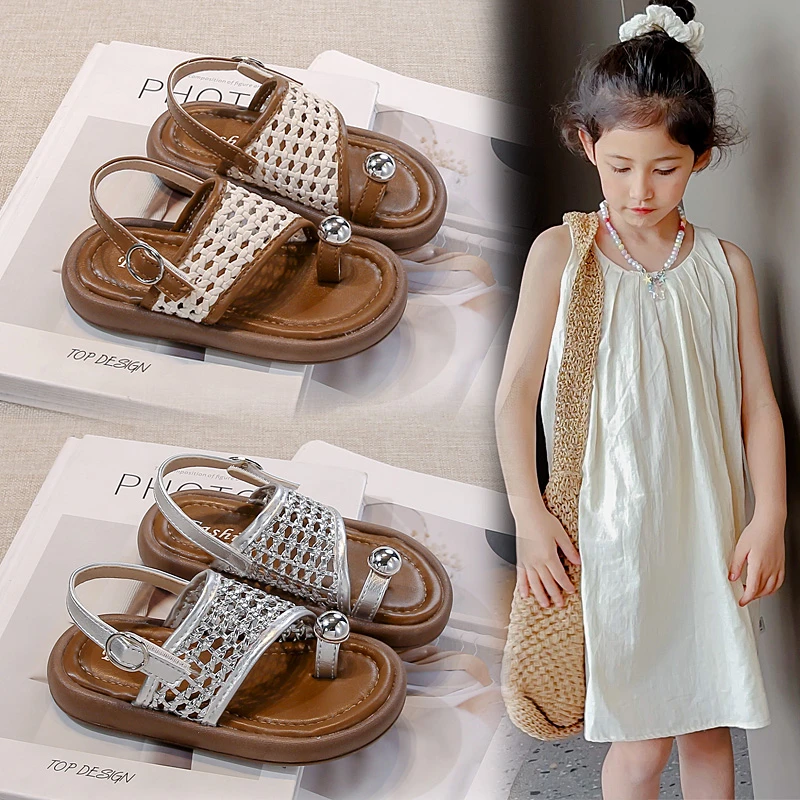 女童凉鞋夏季儿童套趾公主鞋洋气小香风外穿凉拖女孩防滑沙滩鞋子