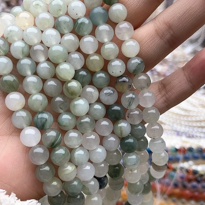 未镶嵌玛瑙/玉髓珠宝半成品2条8mm左右天山翠