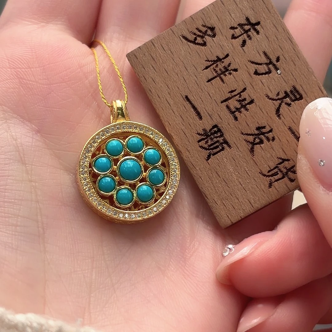 绿松石银S925镶嵌颈饰