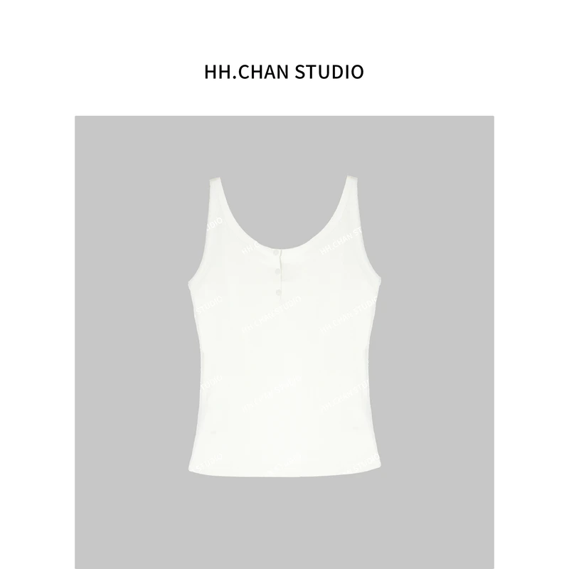 HH.CHAN“简约吊带”Y2025春夏涤棉通勤白色百搭打底吊带HH52E35797