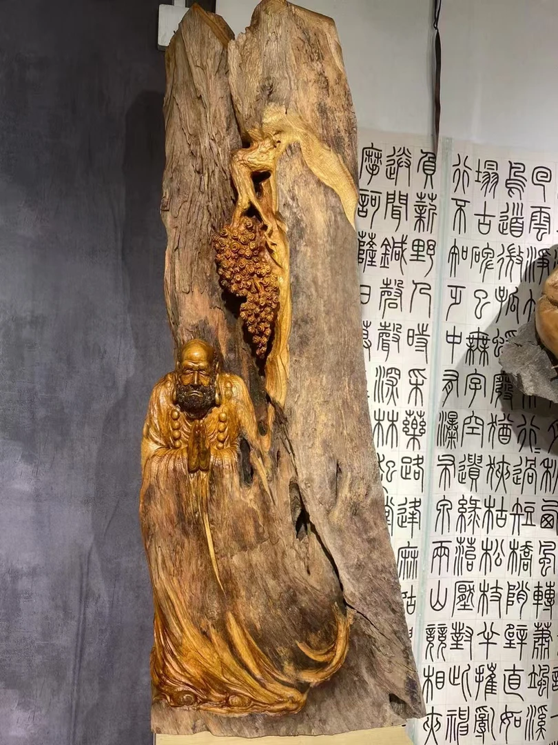 根雕摆件  达摩 风化木