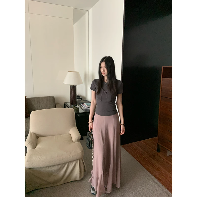 王少女的店 粉色气质鱼尾半身裙春夏季设计感显瘦长裙 B30789S51