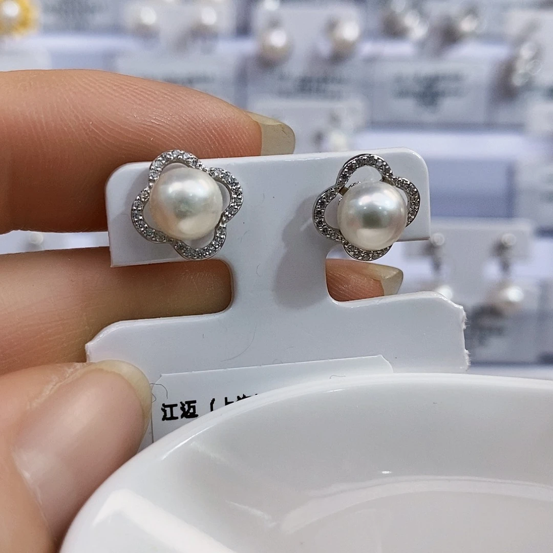 银S925镶嵌特价孤品清库存淡水极光珍珠设计款淡水珍珠