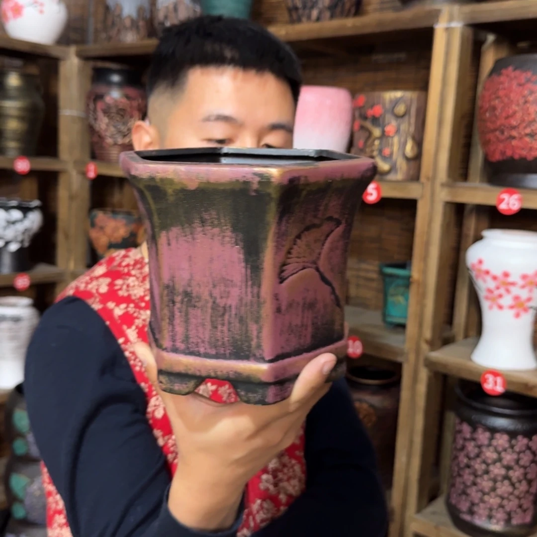 带孔高端浮雕花盆炸炸炸