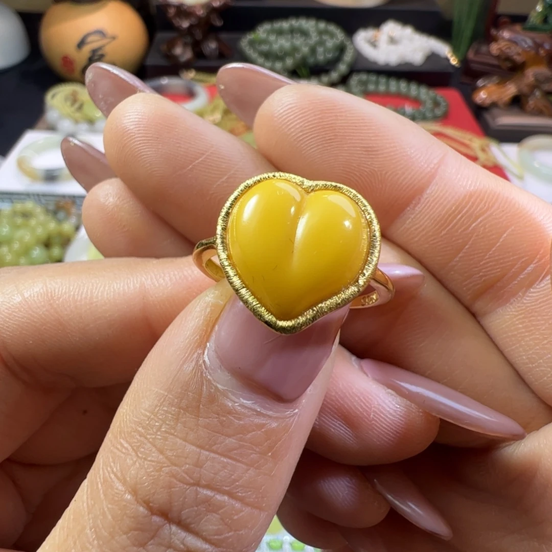 蜜蜡银S925镶嵌耳饰