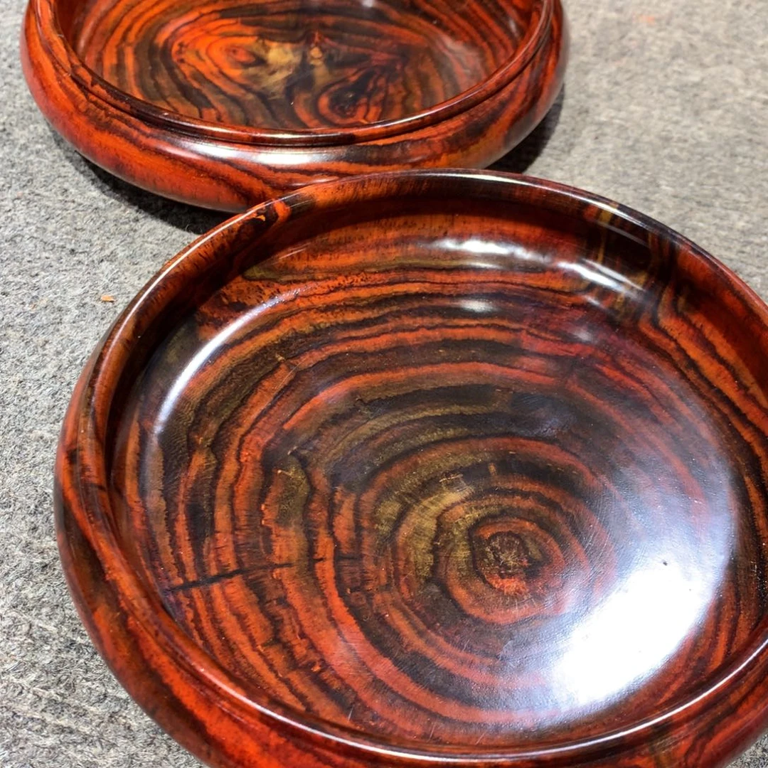 谭***哥木大红酸枝七彩笔洗两个