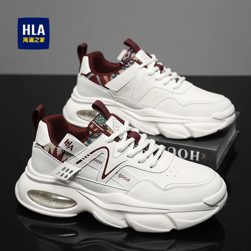 海澜之家男鞋冬季时尚百搭皮面防水运动休闲跑步软底小白老爹潮鞋