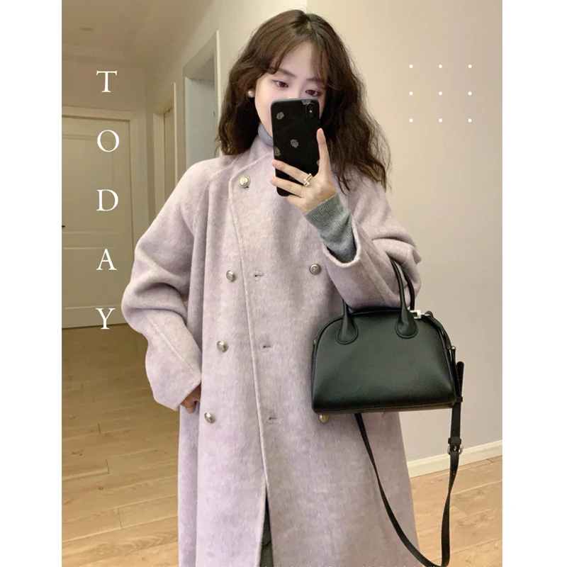 中长款呢子大衣女2024年新款秋冬季毛呢外套高级感小个子加厚气质