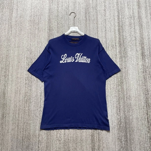 95新 LouisVuitton/路易威登 针织Logo纯色休闲圆领短袖/L码/7833