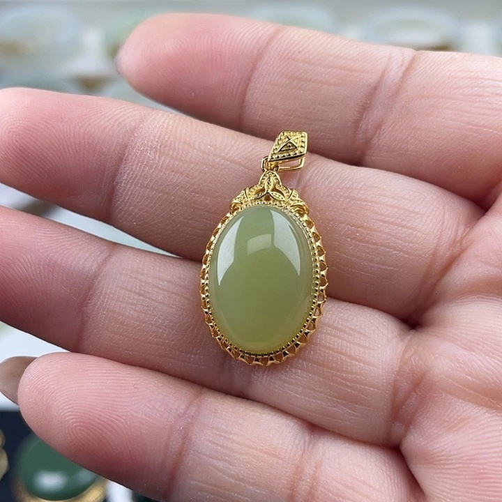 和田玉银S925镶嵌颈饰