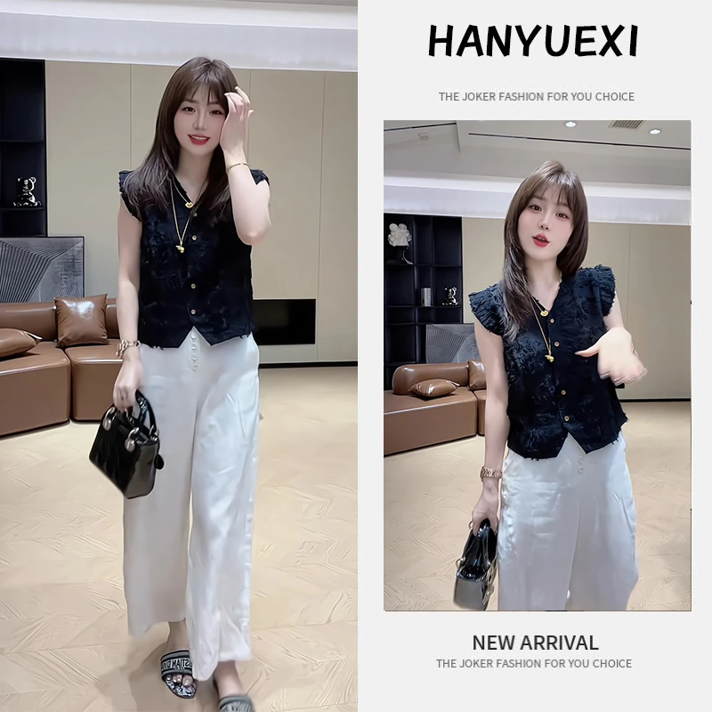 夏季一整套女装2025年新款韩版遮肚显瘦气质无袖上衣休闲裤两件套