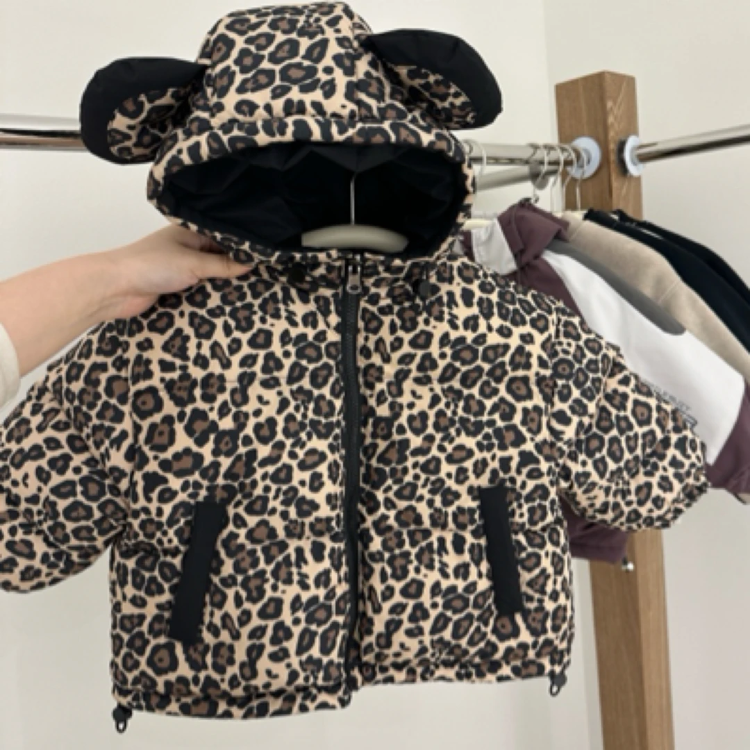 Q405-儿童冬季两面穿豹纹羽绒服外套