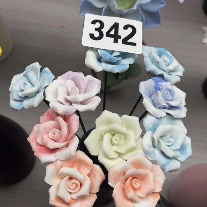 陶瓷手工制作陶瓷花10朵磨砂