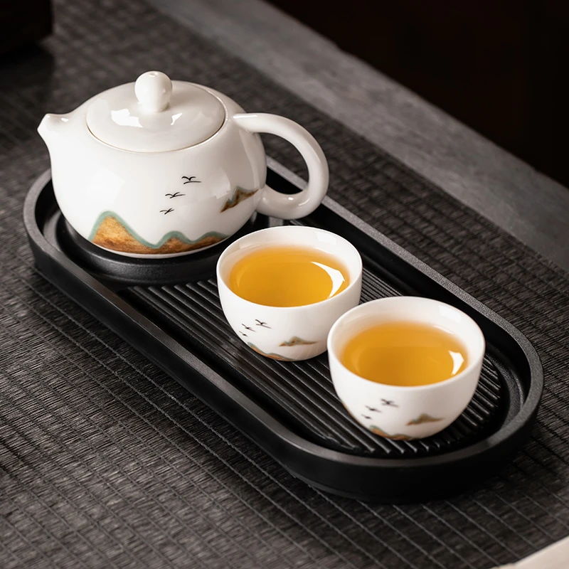 功夫茶具一壶两杯茶壶盖碗茶盘民宿酒店小型个人家用会客办公泡茶