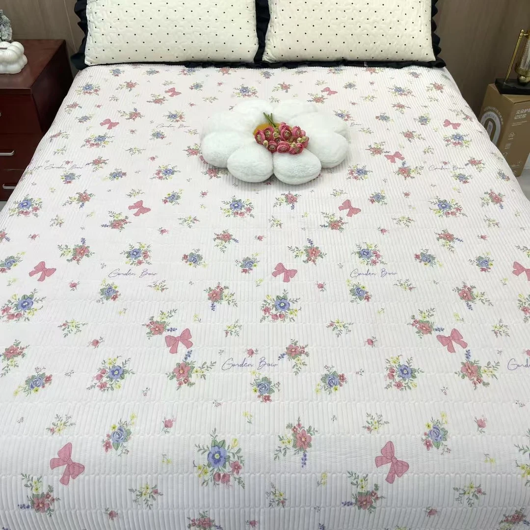 多功能夏天凉席冰丝凉感丝夹棉床盖主公风床盖可机洗