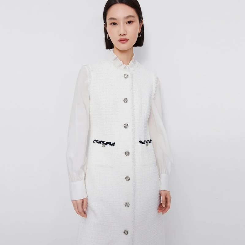 【商场同款】LILY春新款复古香风气质通勤连衣裙小白裙124120C7244