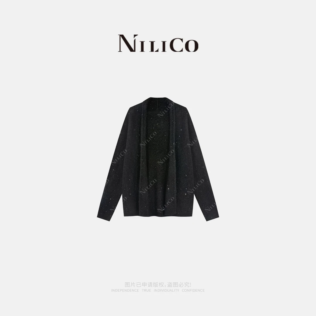 NILICO【温颂】法式优雅羊毛极简廓形气质柔软开衫外套