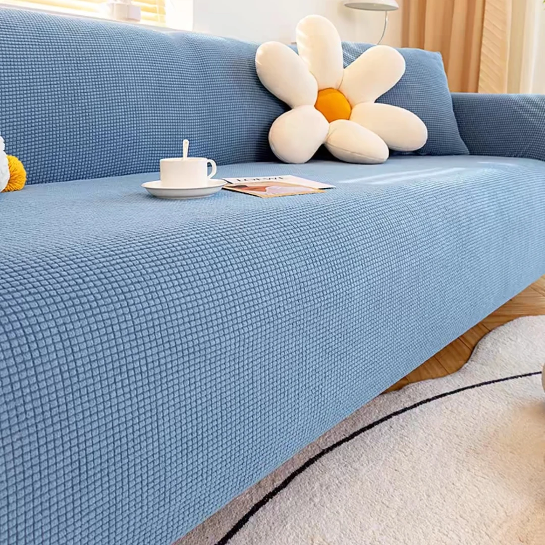 小华约2人位宝蓝色玉米粒沙发套发1个