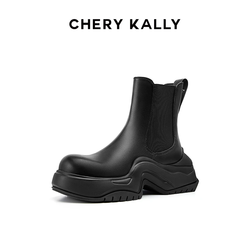 CHERY KALLY女士时尚真皮增高烟筒靴切尔西靴子厚底百搭9623LD567