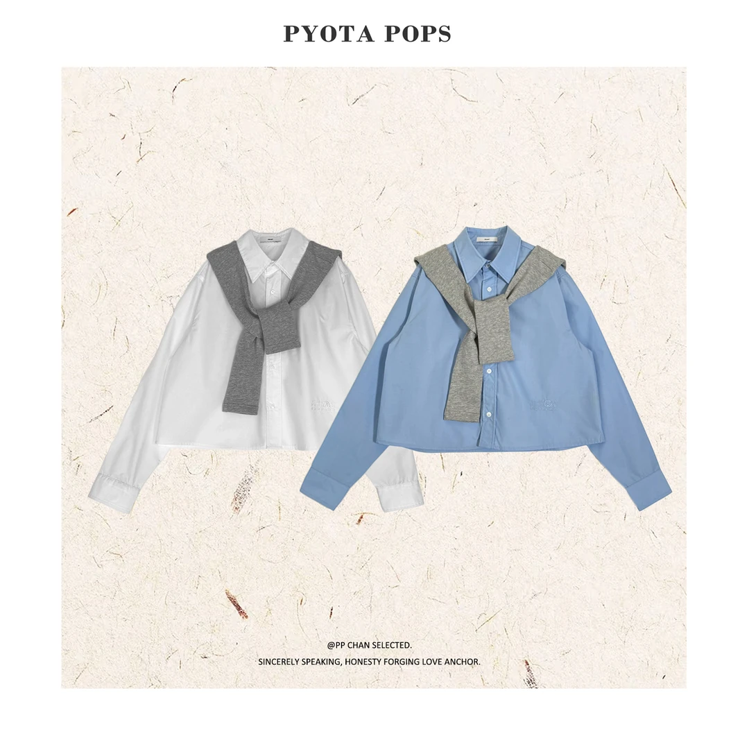 PYOTA【马拉拉】100%酵洗精棉 重工刺绣短款上衣 带帽披肩衬衣LL112