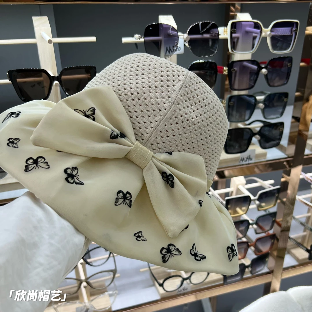 【Z113】蝴蝶印花大帽檐遮阳帽