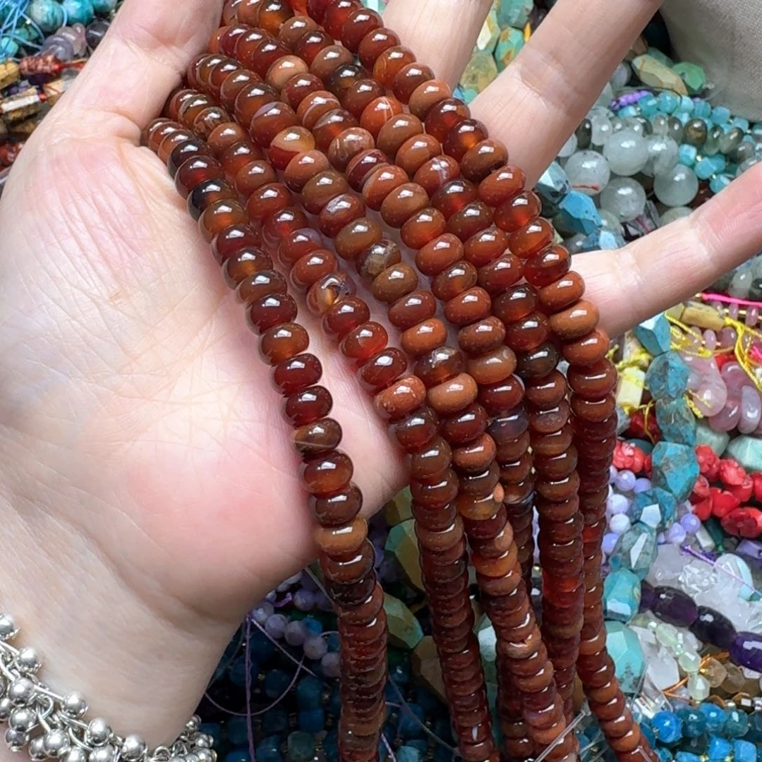 玛瑙/玉髓合金珠宝半成品一条8m红玛瑙算盘