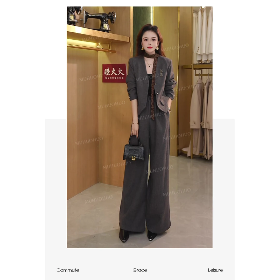 睦火火 西装时尚套装女秋冬新款小众气质两件套 TB6327