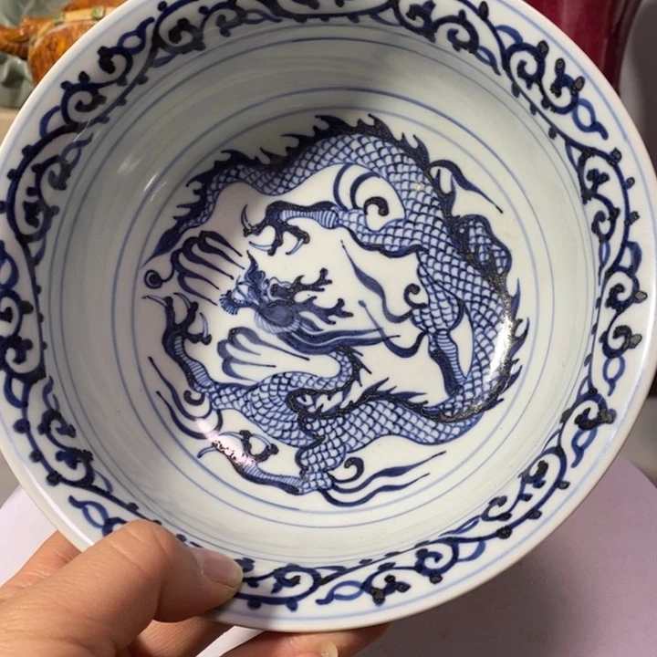 软陶青花龙纹大碗