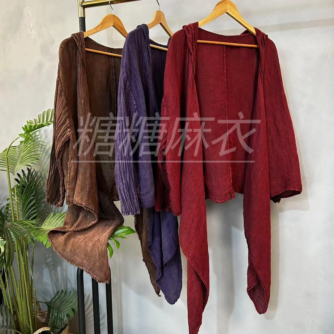 亚麻连帽开衫     MX691